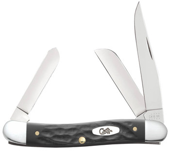 Case 18222 Stockman  Medium Folding 2.571.881.71 Clip PointSheepsfootSpey Plain Mirror Polished TruSharp SS Blade Rough Black Jigged Synthetic Handle UPC: 021205182223
