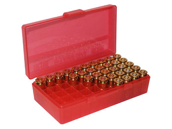 MTM Case-Gard P503829 Ammo Box Flip-Top Multi Caliber Handgun Clear Red Polypropylene 50rd