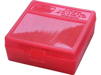 MTM Case-Gard P100329 Ammo Box Flip-Top Multi Caliber Clear Red Polypropylene 100rd
