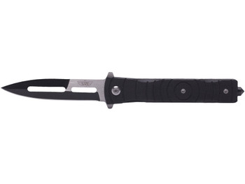 Uzi Accessories UZKFDR014 Mossad III 3.50" Folding Spear Point Plain Black/Silver Stainless Steel Blade Black G10 Handle Features Glass Breaker Includes Metal Clip
