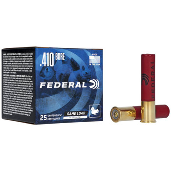 Federal Game Load 410 Bore Shotshell Ammunition, 2 1/2 Inch, 1200 FPS, 1 1/8 Ounce, #7 1/2 Shot - 25 Cartridge Box ( 25 / 1 )