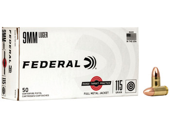 Federal RTP9115 Range & Target 9mmLuger 115gr Full Metal Jacket 50 Per Box/20 Case