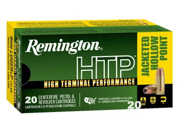 Remington Ammunition 28293 HTP 9mmLuger+P 115gr Jacketed Hollow Point 20 Per Box/25 Case