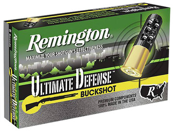Remington Ultimate Defense Buckshot 12 Gauge Shotshell Ammunition, 3 Inch, 1125 FPS, 41 Pellet, #4 Buck - 5 Cartridge Box ( 5 / 1 )