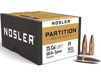 Nosler 16317 Partition 25Cal 100gr Spitzer 50/Box