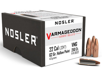 Nosler 36522 Varmageddon 22Cal 62gr Flat Base Hollow Point 250/Box