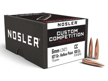 Nosler 49742 Custom Competition 6mm 107gr Hollow Point Boat Tail 100/Box