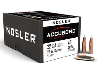 Nosler 53780 AccuBond 22Cal 70gr Spitzer Point 50/Box