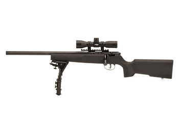 Savage Arms 13836 Rascal Target XP Youth 22 LR 1rd 16.13" Black Satin Heavy Threaded Barrel, Satin Black Drilled & Tapped Carbon Steel Receiver, Matte Black Fixed Wood Stock, 4x32mm Scope & Bipod, Lef