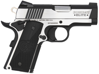 Colt Mfg O7082CE Combat Elite Commander Compact Frame 9mm Luger 8+1, 3" Stainless Steel Barrel, Two-Tone Serrated Stainless Steel Slide & Frame w/Beavertail, Black Scalloped G10 Grip, Ambidextrous    