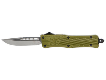 CobraTec Knives SODCTK1SDNS CTK-1 Small 2.75" OTF Drop Point Plain D2 Steel Blade/OD Green Aluminum Handle Features Glass Breaker Includes Pocket Clip