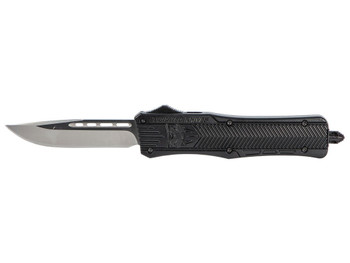CobraTec Knives MBCTK1MDNS CTK-1 Medium 3" OTF Drop Point Plain D2 Steel Blade/Black Aluminum Handle Features Glass Breaker Includes Side Button