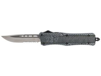 CobraTec Knives MSCFTK1MDS CTK-1 Medium 3" OTF Drop Point Part Serrated D2 Steel Blade/ Carbon Fiber Aluminum Handle Features Glass Breaker Includes Pocket Clip