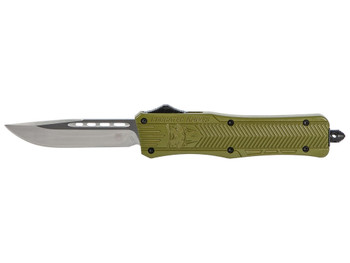 CobraTec Knives MODCTK1MDNS CTK-1 Medium 3" OTF Drop Point Plain D2 Steel Blade/OD Green Aluminum Handle Features Glass Breaker Includes Pocket Clip