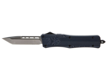 CobraTec Knives MNYCTK1MTNS CTK-1 Medium 3" OTF Tanto Plain D2 Steel Blade/NYPD Blue Aluminum Handle Features Glass Breaker Includes Pocket Clip