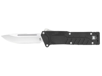 CobraTec Knives BLKSFDNS Special Forces 3.25" OTF Drop Point Plain Satin D2 Steel Blade, 4.75" Black Textured Anodized Aluminum Handle