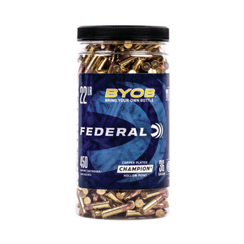 Federal BYOB High Velocity Rimfire Ammunition, 22 LR, Copper Plated Hollow Point, 36 Grain - 450 Cartridge Jar ( 450 / 1 )