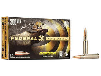 Federal P308BCH1 Premium 308Win 168gr Berger Hybrid Hunter 20 Per Box/10 Case
