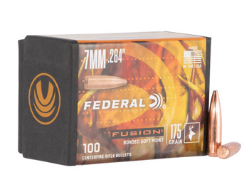 Federal FB284F4 Fusion Component 7mm .284 175 gr Fusion Soft Point 100 Per Box/ 4 Case