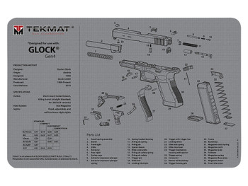 TekMat TEKR17GLOCKG4GY Glock Gen 4 Cleaning Mat Gray Rubber 11"x17" Glock Gen 4 Parts Diagram