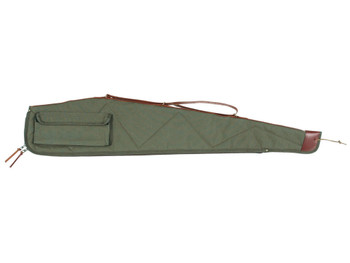 Bob Allen 14538 Canvas Rifle Case 48" Green Canvas w/ Quilted Flannel Lining Leather Sling & Self-Repairing Nylon Zipper
