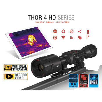 ATN TIWST4642A Thor 4 640 Thermal Rifle Scope Black Anodized 1.515x Multi Reticle 640x480 Resolution Features Rangefinder UPC: 658175115120