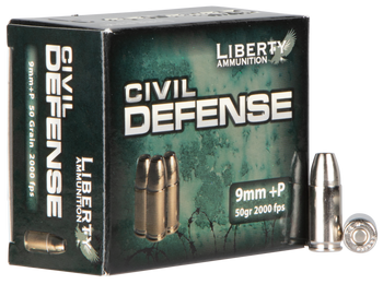 Liberty Ammunition LACD9014 Civil Defense  9mmLuger+P 50gr Lead Free Fragmenting Hollow Point 20 Per Box/50 Case                                                                                        