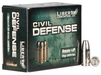 Liberty Ammunition LACD9014 Civil Defense 9mmLuger+P 50gr Lead Free Fragmenting Hollow Point 20 Per Box/50 Case