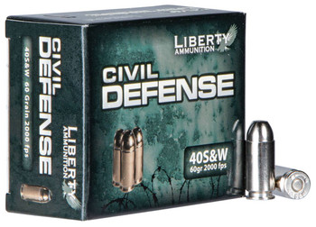 Liberty Ammunition Civil Defense Hyper Velocity Centerfire Ammunition, 40 Smith & Wesson, Lead Free Fragmenting Hollow Point, 60 Grain - 20 Cartridge Box ( 20 / 1 )