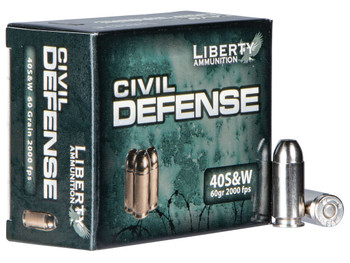 Liberty Ammunition LACD40012 Civil Defense 40S&W 60gr Lead Free Fragmenting Hollow Point 20 Per Box/50 Case