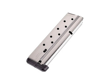 CMC Products 13111 Power Mag 10rd 38 Super Fits 1911 Government Stainless Steel w/ Black Base Pad