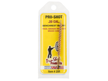 Pro-Shot 20R Bore Brush .20/ .204 Cal Rifle #5-40" Thread Bronze Bristles Brass Core