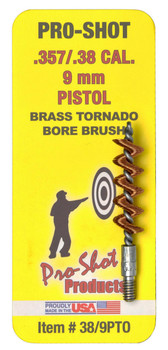 ProShot 389PTO Tornado Bore Brush .38 9mm Cal Pistol 832 Thread Brass Spiral Wound Loop UPC: 709779101061