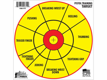 Pro-Shot PTT6PK Pistol Training 12" Diagnostic Bullseye Hanging Paper Yellow/Red Impact Enhancement 6 Pack