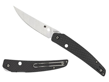 Spyderco C242CFP Ikuchi 3.26" Folding Plain CPM S30V SS Blade/Black Textured Carbon Fiber/G10 Handle Includes Pocket Clip
