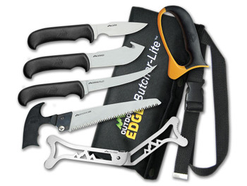 Outdoor Edge BL1 ButcherLite 4.30"/4.50"/5.9"/6" Folding Plain/Saw 420J2 Stainless Steel Blade FRN Black Handle