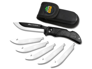 Outdoor Edge RL10C RazorLite 3.50" Folding Plain Black Oxide 420J2 SS Blade, Black TPR Handle