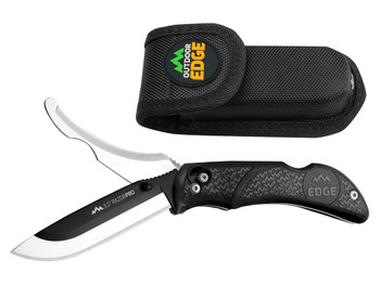 Outdoor Edge RO10C RazorPro 3.50" Folding Razor/Gut Plain 420J2 SS Blade, Black TPR Handle, Includes Replacement Blades