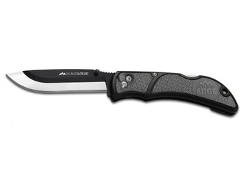 Outdoor Edge RLY50C RazorLite 3.50" Folding Drop Point Tanto Plain 420J2 SS Blade Black/Gray Polymer Handle