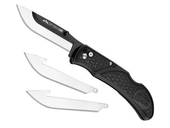 Outdoor Edge OX30C Onyx Lite 3" Folding Plain 420J2 Stainless Steel Blade Black Trimond Textured Polymer Handle