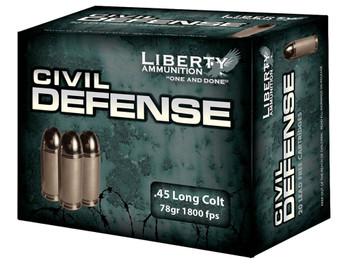 Liberty Ammunition LACD45031 Civil Defense 45Colt 78gr Lead Free Fragmenting Hollow Point 20 Per Box/50 Case