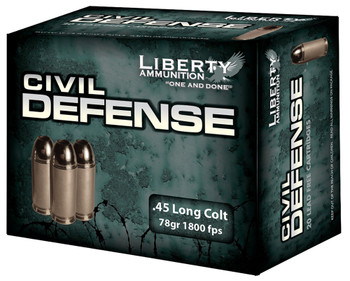 Liberty Ammunition LACD45031 Civil Defense  45 Colt LC 78 gr LeadFree Fragmenting Hollow Point LFFHP 20 Per Box 50 Cs UPC: 748252054975