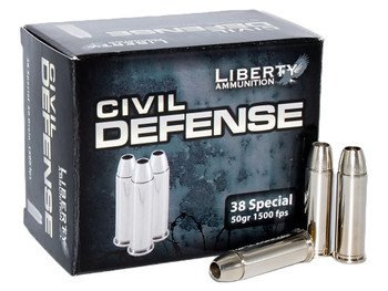 Liberty Ammunition LACD38025 Civil Defense 38Special 50gr Lead Free Fragmenting Hollow Point 20 Per Box/50 Case
