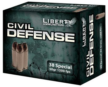 Liberty Ammunition LACD38025 Civil Defense  38 Special 50 gr Lead Free Fragmenting Hollow Point 20 Per Box 50 UPC: 748252232113