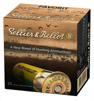 Sellier & Bellot Favorit 20 Gauge Shotshell Ammunition, 2 3/4 Inch, 1247 FPS, 1 Ounce, #2 Shot - 25 Cartridge Box ( 25 / 1 )