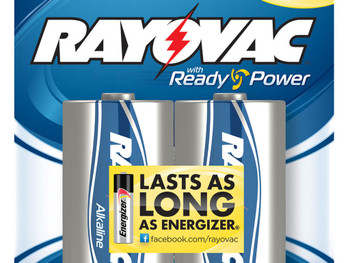 Rayovac 8132F D HIGH ENERGY Alkaline Batteries Silver/Blue 1.5 Volts 12,000 mAh (2) Single Pack