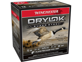 Winchester Ammo SSH12LHBB Drylok Super Steel High Velocity 12Gauge 3.50" 1 1/2oz BBShot 25 Per Box/10 Case