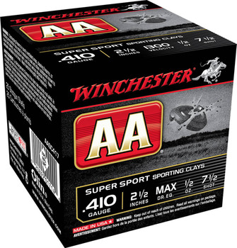 Winchester AA Super Sport 410 Bore Shotshell Ammunition, 2 1/2 Inch, 1300 FPS, 1 1/8 Ounce, #7 1/2 Shot - 25 Cartridge Box ( 25 / 1 )