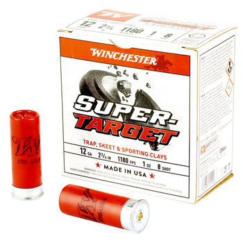 Winchester USA Super Target 12 Gauge Shotshell Ammunition, 2 3/4 Inch, 1180 FPS, 1 Ounce, #8 Shot - 25 Cartridge Box ( 25 / 1 ) Winchester USA Super Target 12 Gauge Shotshell Ammunition, 2 3/4 Inch, 1180 FPS, 1 Ounce, #8 Shot - 25 Cartridge Box ( 25 / 1 )