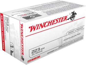 Winchester USA White Box Hyper Velocity Centerfire Ammunition, 223 Remington, Jacketed Hollow Point, 45 Grain - 40 Cartridge Box ( 40 / 1 )